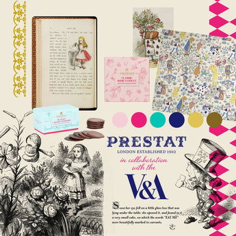Alice in Wonderland themed chocolate advertisement.