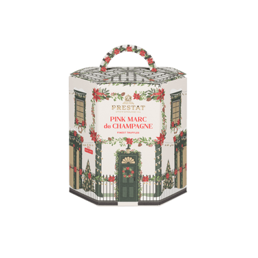 hexagonal box christmas-themed house design By Prestat Chocolates