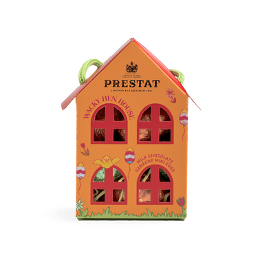 orange house-shaped chocolate egg box By Prestat Chocolates