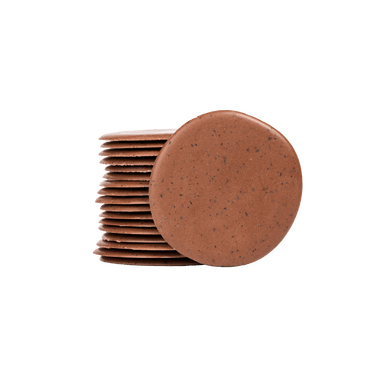 stack brown wafers disc By Prestat Chocolates