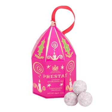 pink prestat chocolate truffle box By Prestat Chocolates
