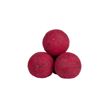 three red spherical truffles By Prestat Chocolates