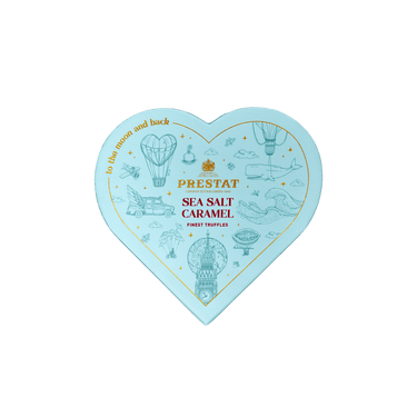 heart-shaped box sea salt caramel By Prestat Chocolates