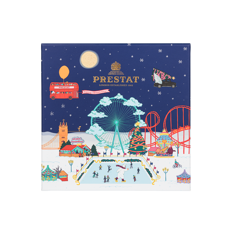 prestat chocolate christmas gift box artwork