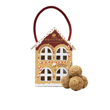 Gingerbread House filled with Gingerbread Caramel Truffles - Prestat Chocolates