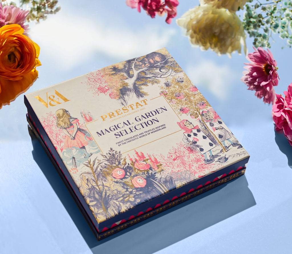 Alice in Wonderland Chocolate | Prestat Finest Chocolates | Royal Warrant Chocolates | Summer Chocolates Selection | Chocolate Gift Box delivered | Limited edition chocolate gift box