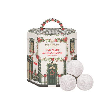 Festive Christmas House - Pink Marc de Champagne Truffle - Prestat Chocolates