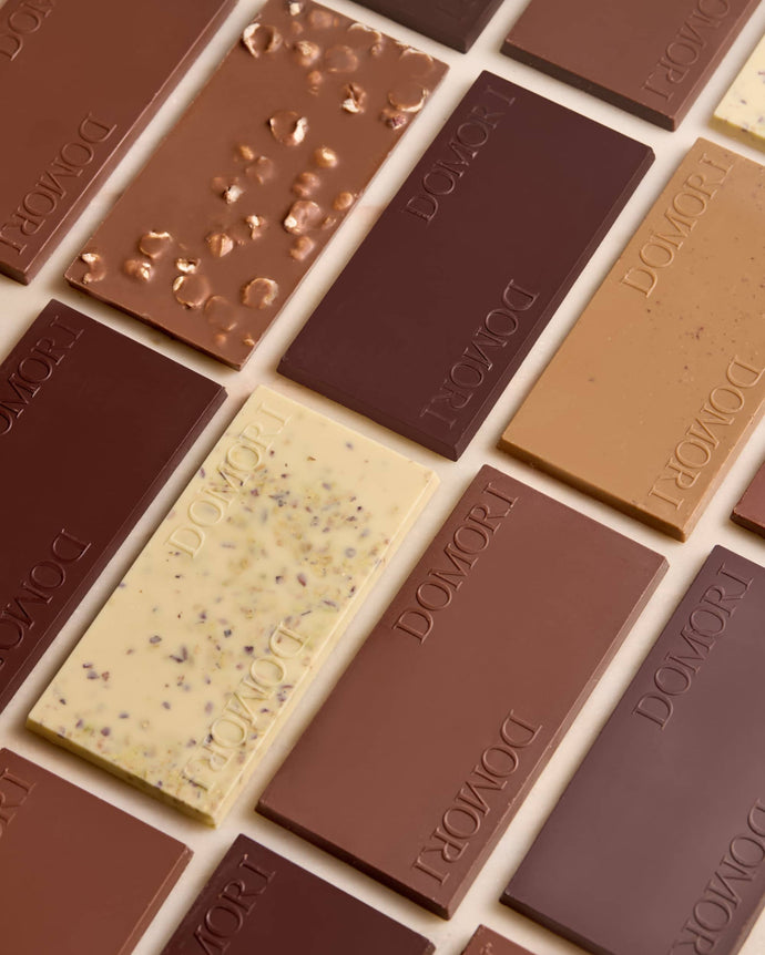 Assorted chocolate bars.