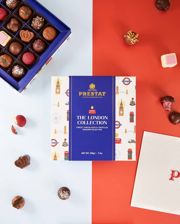 Boxed London-themed chocolates.