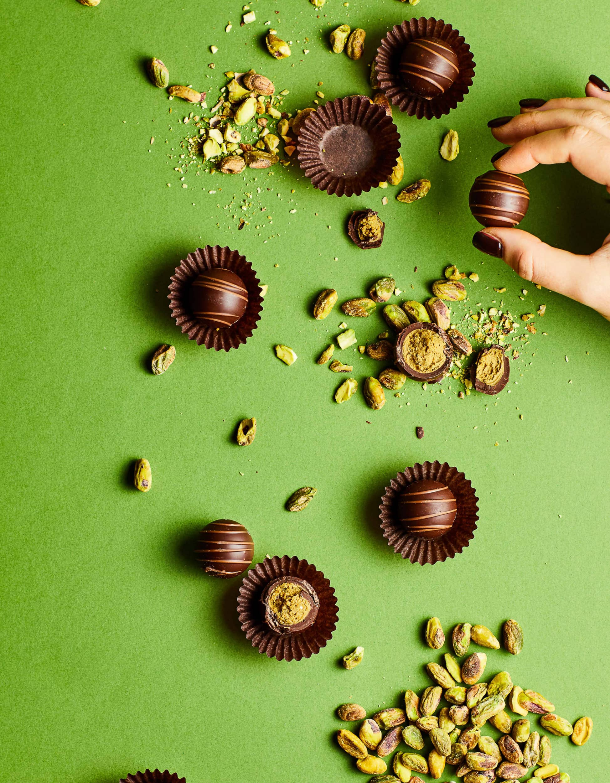 Chocolate pistachio truffles.