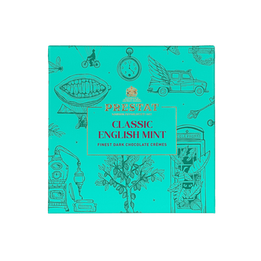 turquoise box english mint chocolates By Prestat Chocolates