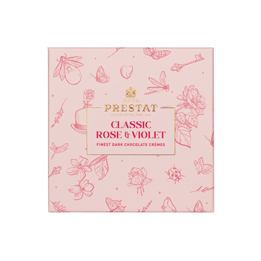 box rose violet dark chocolate By Prestat Chocolates