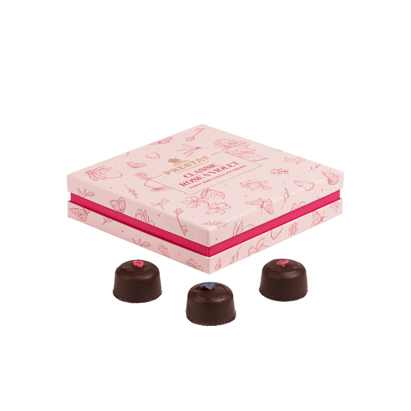 box chocolates floral design By Prestat Chocolates