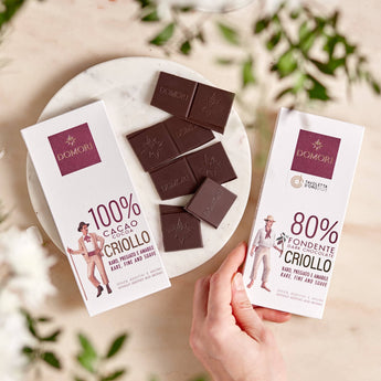 Domori chocolate bars and squares.