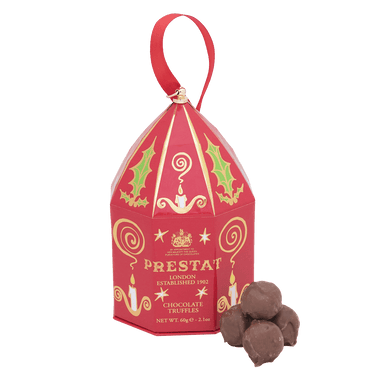 red box chocolate truffles By Prestat Chocolates