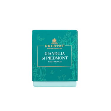 teal box gianduja truffles By Prestat Chocolates