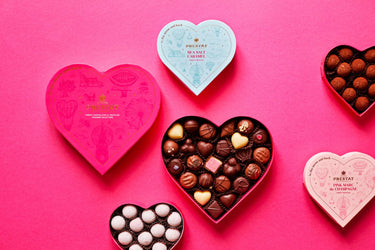 Heart-shaped chocolate boxes.