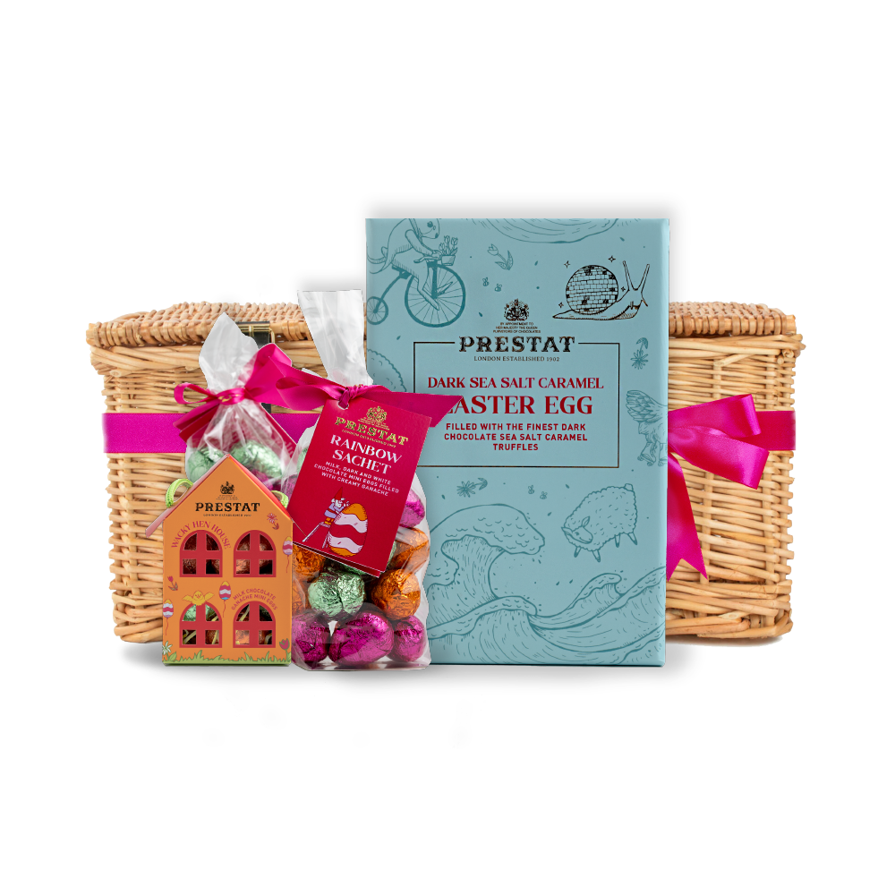 easter chocolate gift basket By Prestat Chocolates