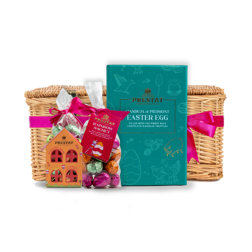 easter chocolate gift basket By Prestat Chocolates