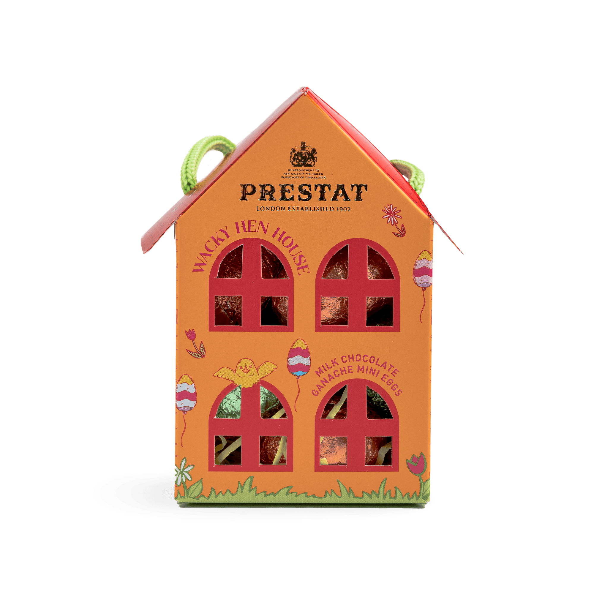 orange house-shaped chocolate egg box By Prestat Chocolates