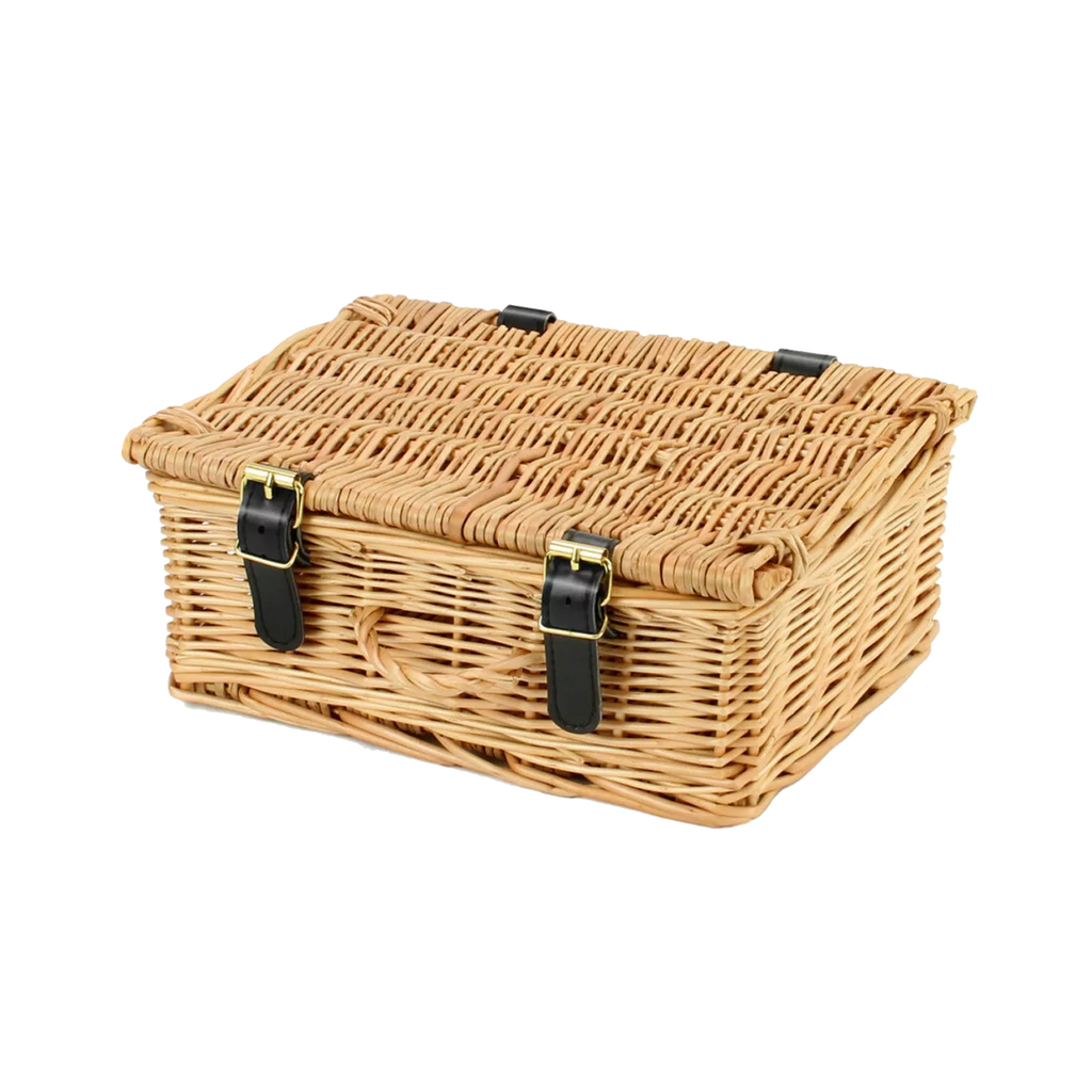 chocolate wicker hamper basket side view