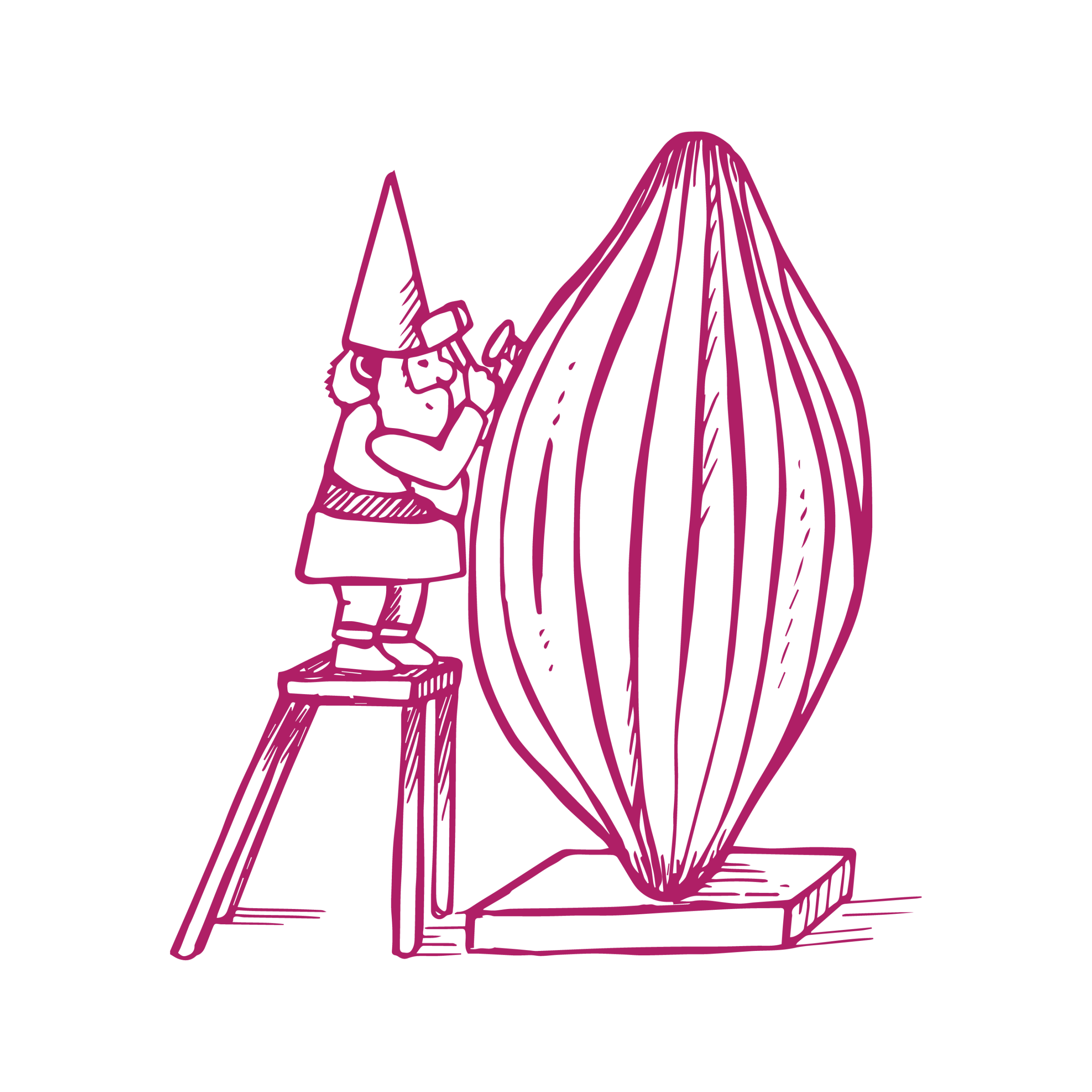 Magenta hot air balloon with basket.