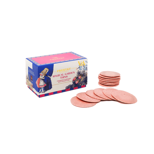 box pink wafer cookies By Prestat Chocolates