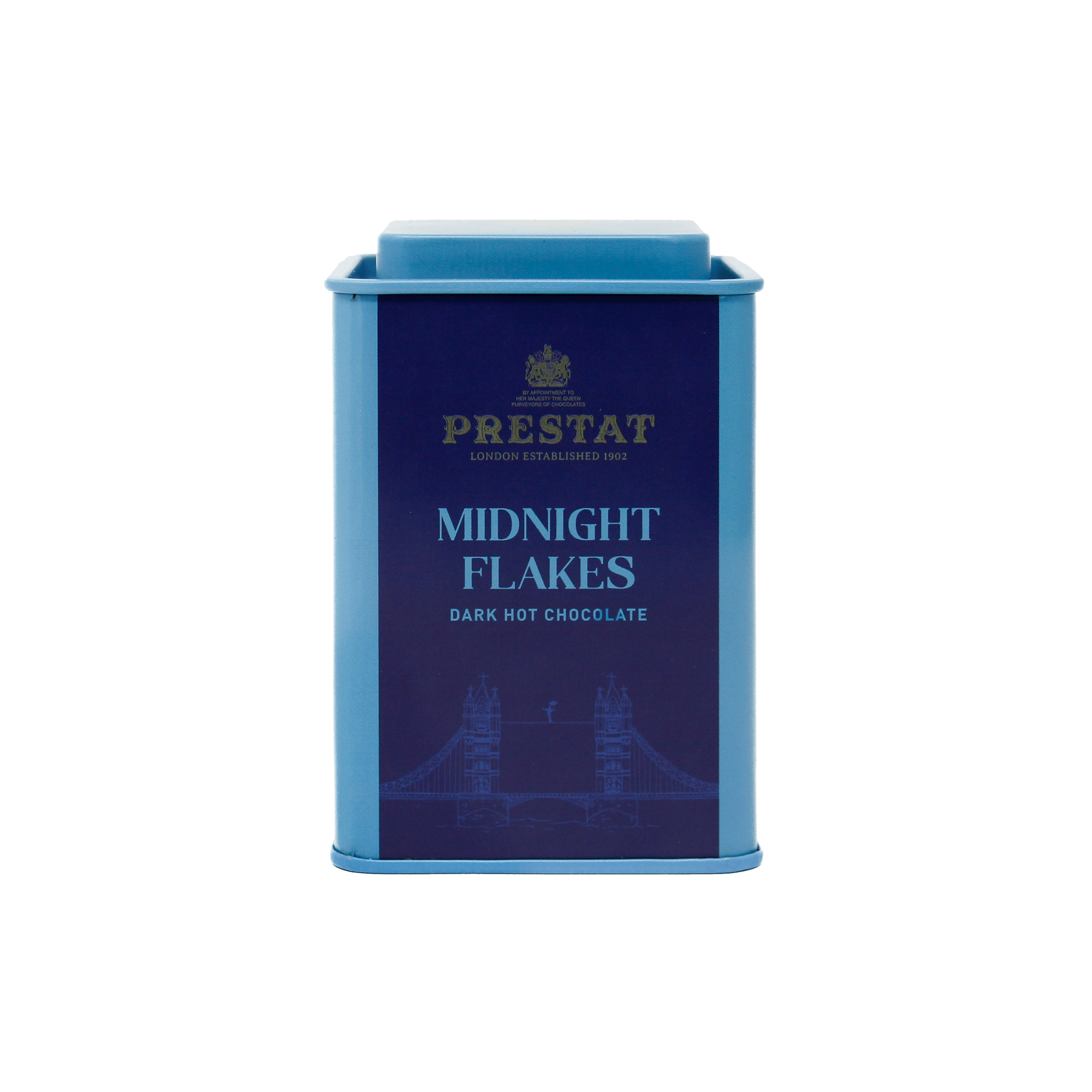 blue tin dark hot chocolate By Prestat Chocolates