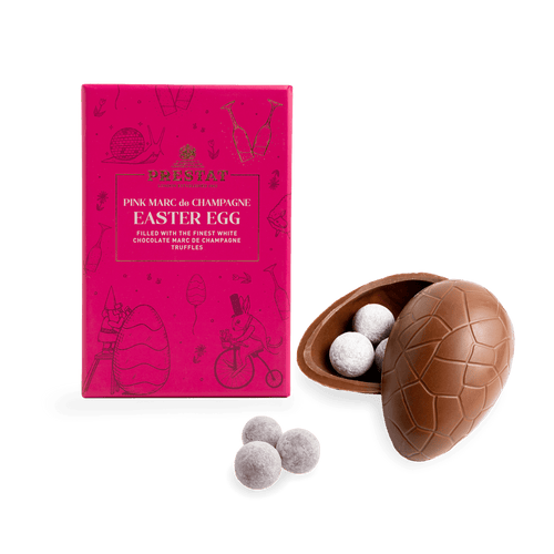 pink marc champagne easter egg By Prestat Chocolates