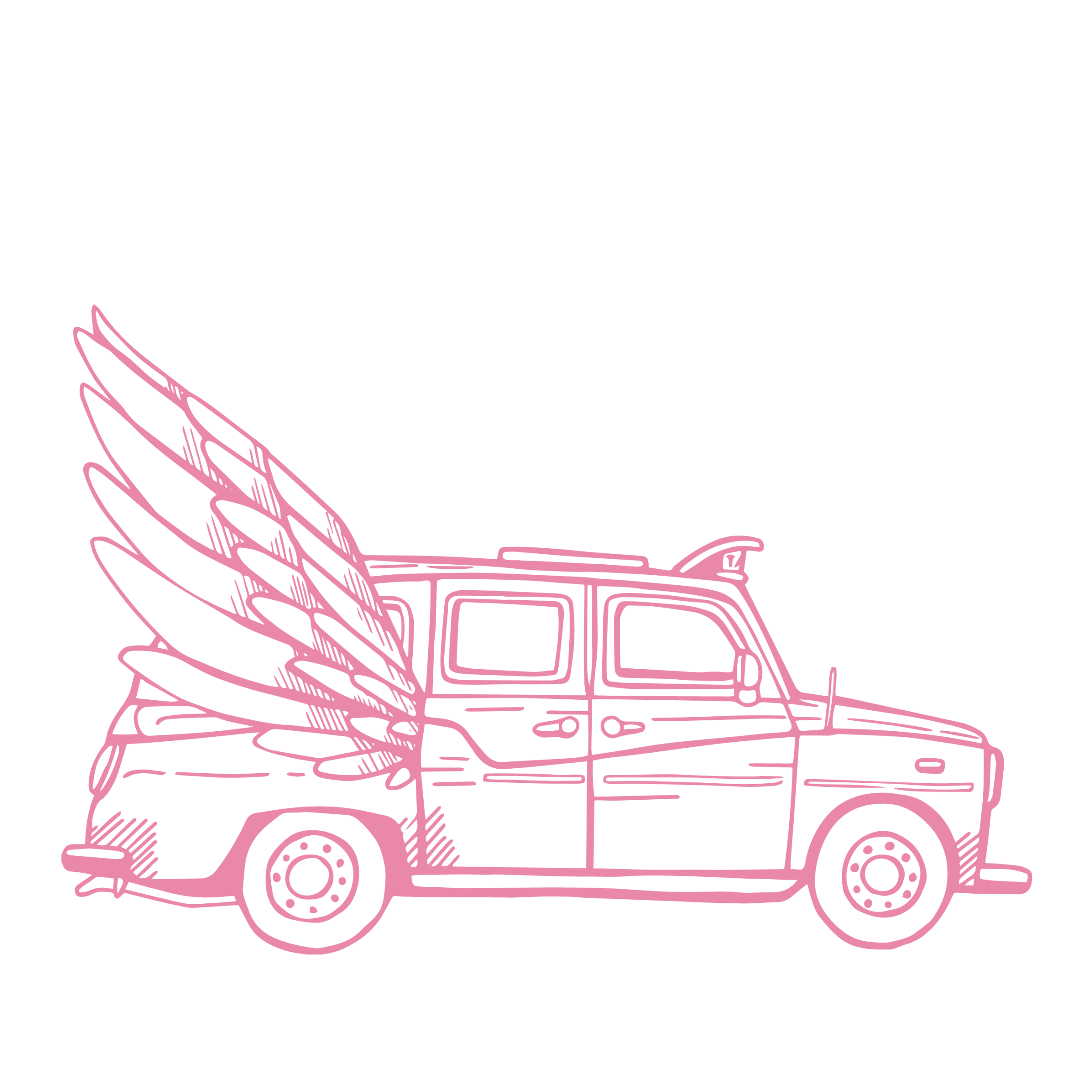 Pixelated pink tow truck.