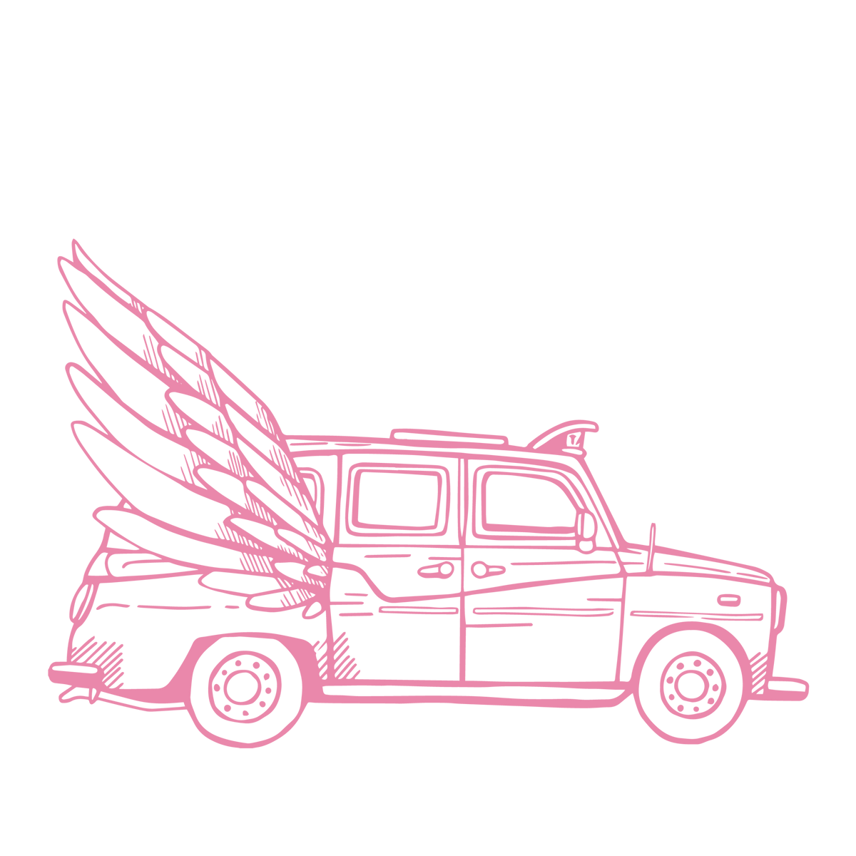 Pixelated pink tow truck.