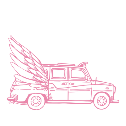 Pixelated pink tow truck.