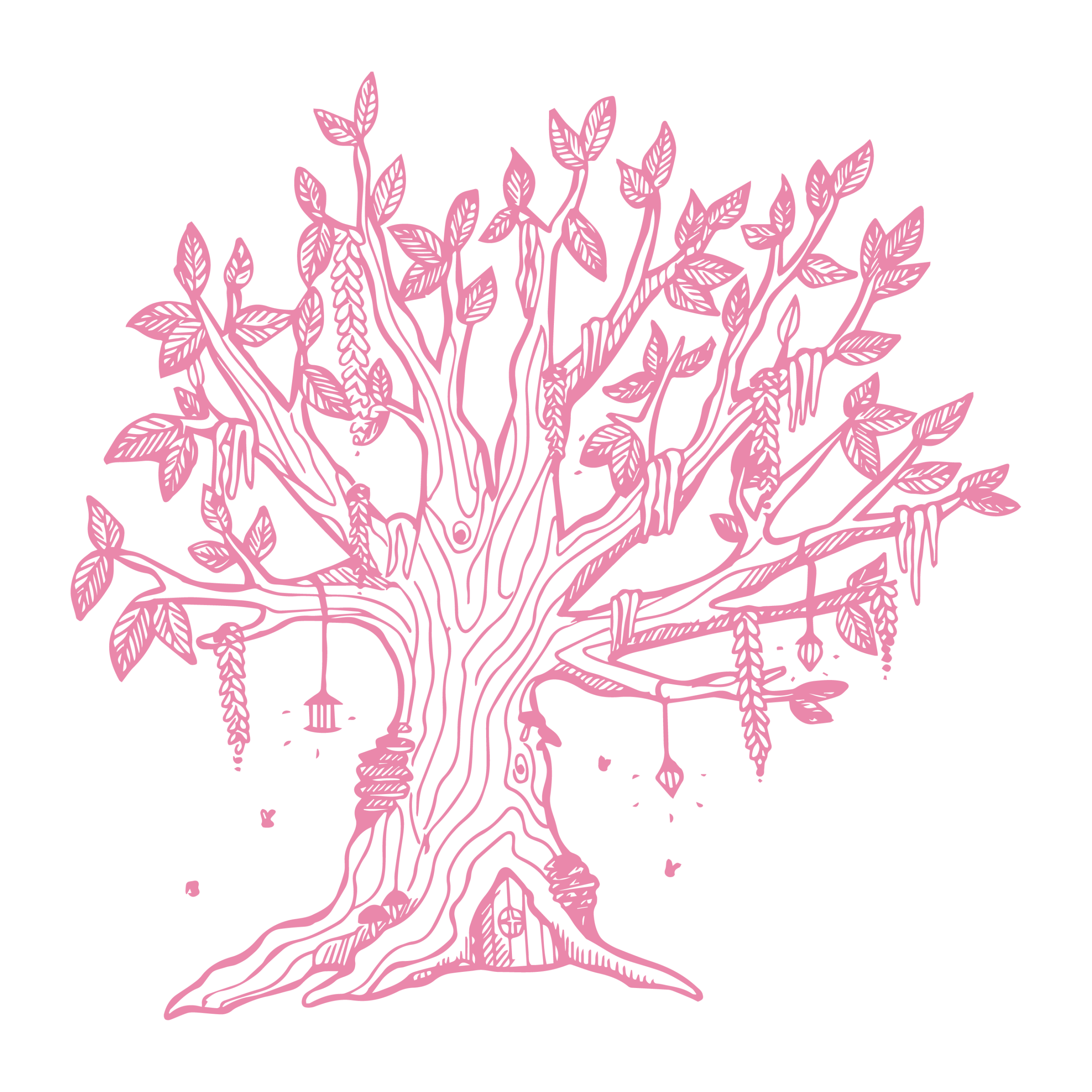 Pixelated pink tree.