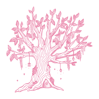 Pixelated pink tree.