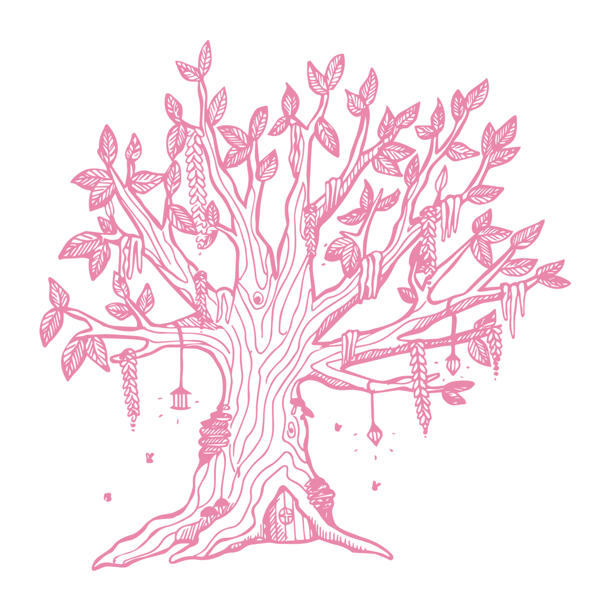 Pixelated pink tree.