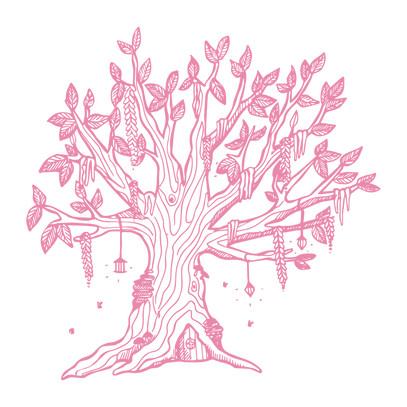 Pixelated pink tree.