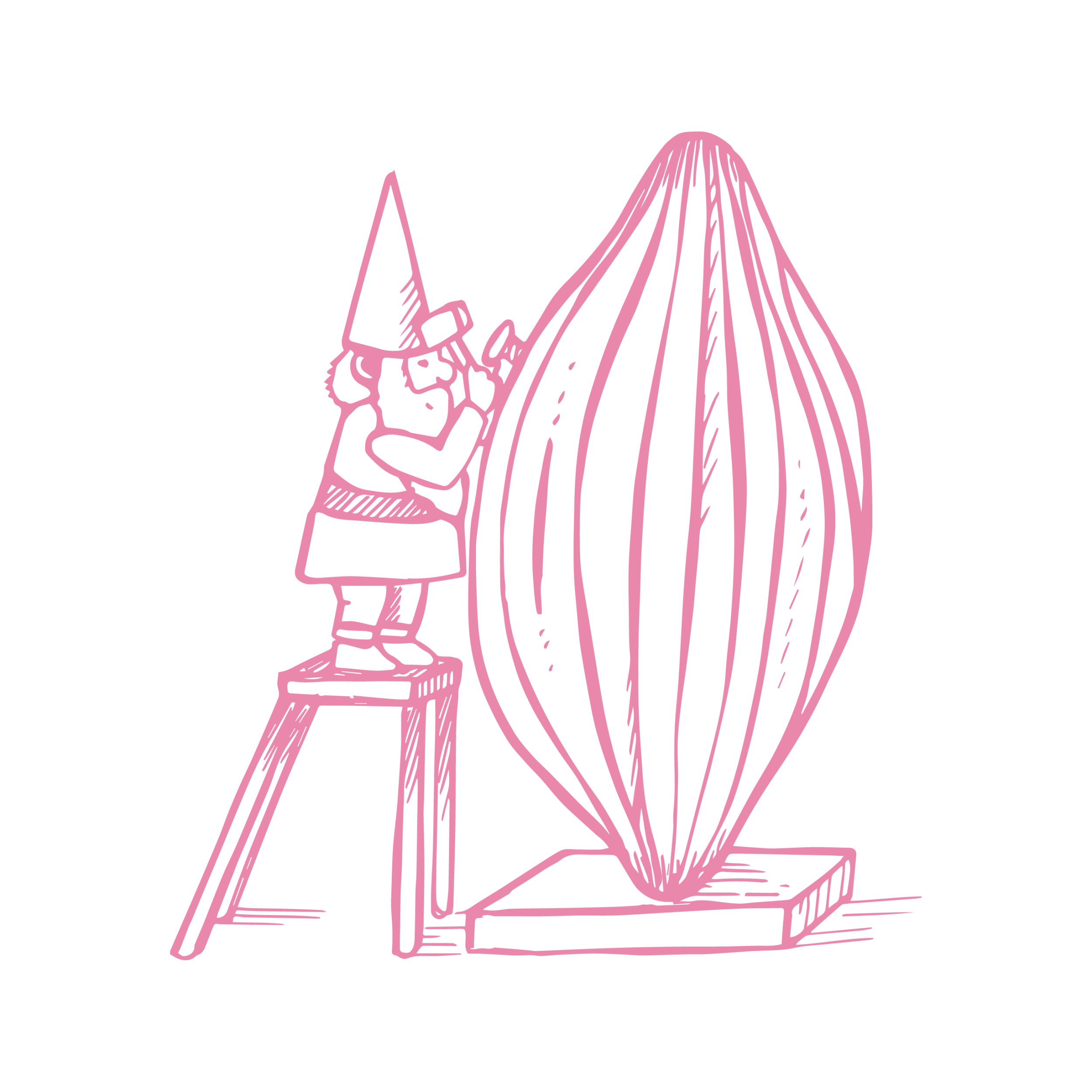 Pixelated pink spinning wheel.
