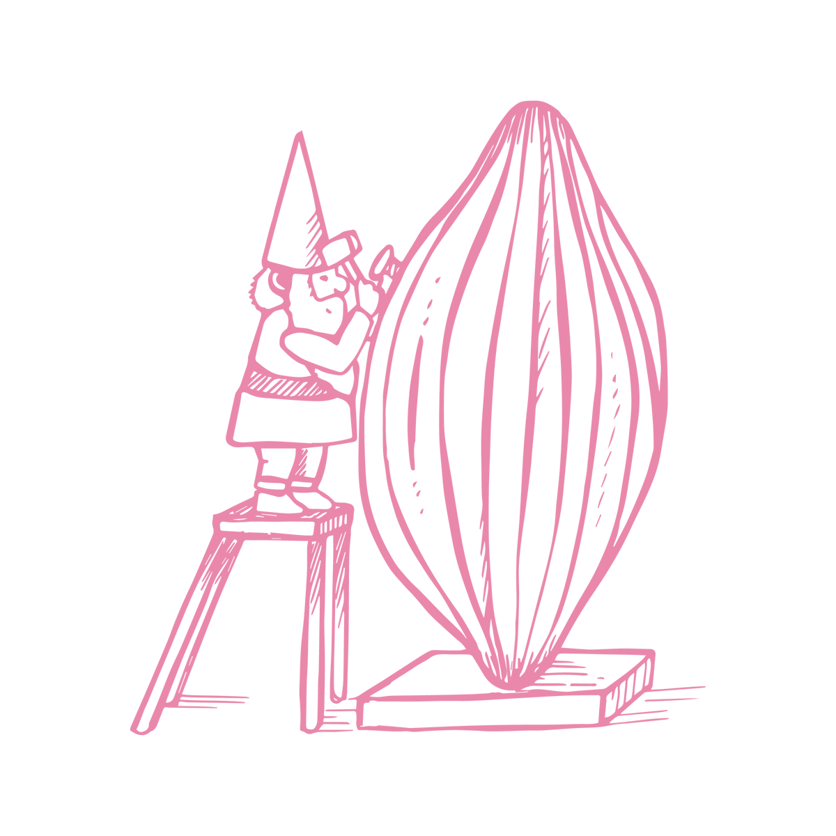 Pixelated pink spinning wheel.