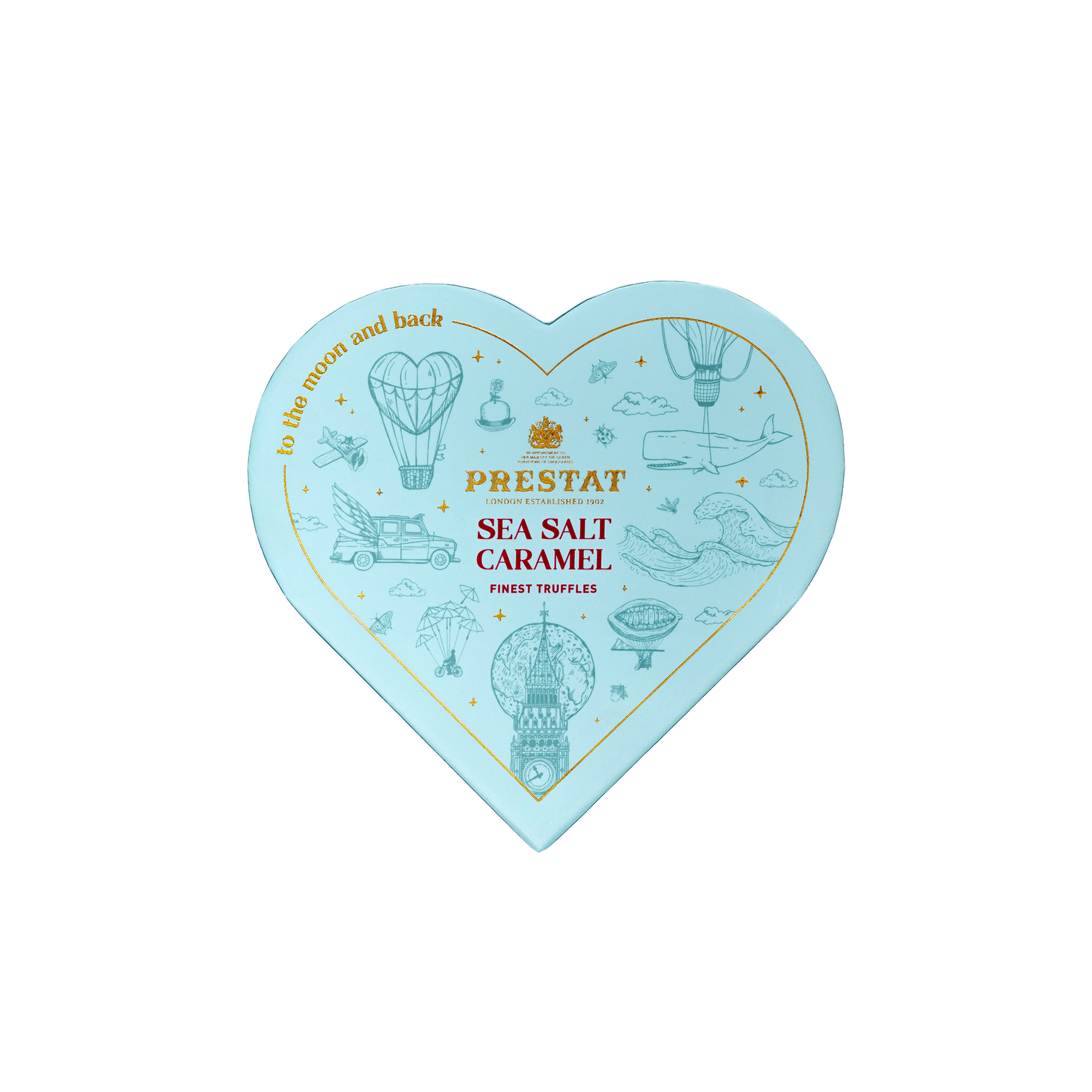 heart-shaped box sea salt caramel By Prestat Chocolates