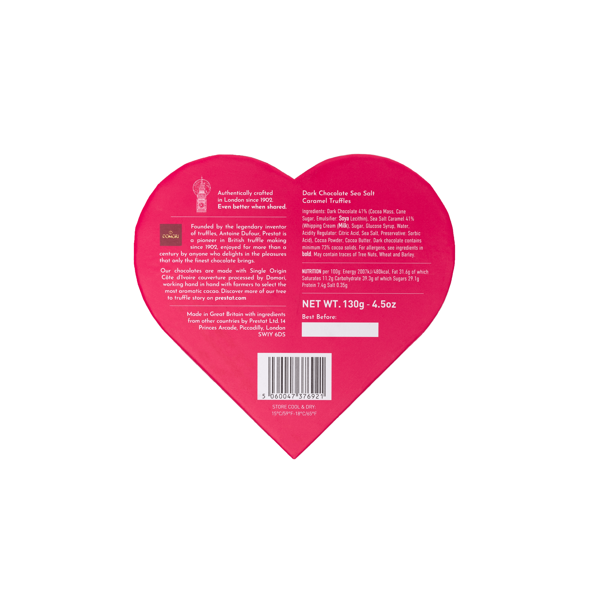 heart-shaped chocolate truffle box By Prestat Chocolates