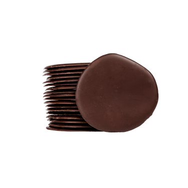 stack dark chocolate discs By Prestat Chocolates