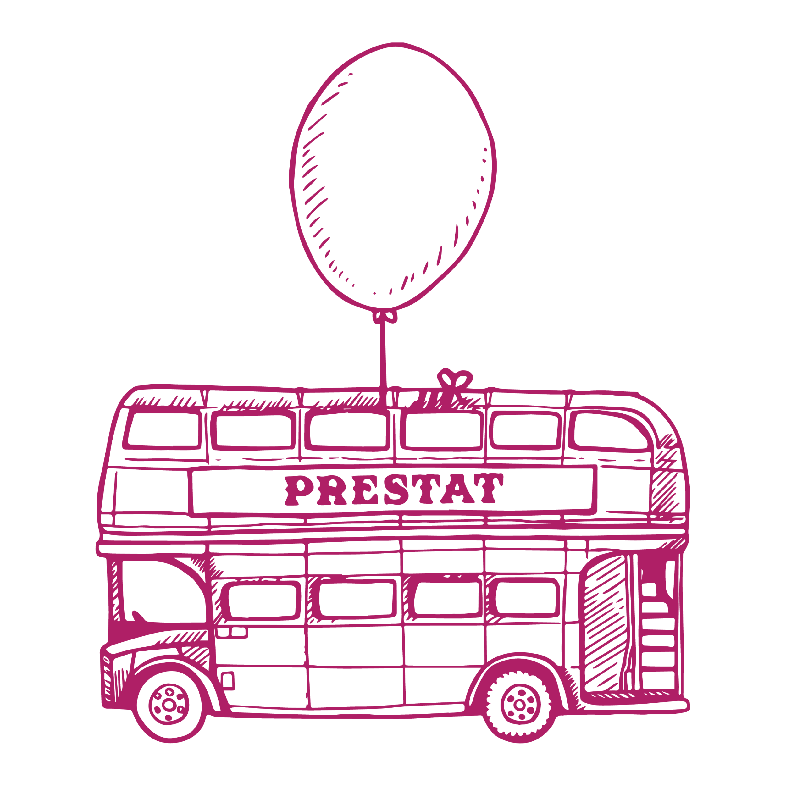 Stylized double-decker bus ornament.