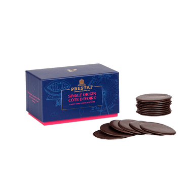 box dark chocolate discs By Prestat Chocolates