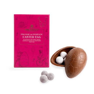 Milk Chocolate Easter Egg |  Champagne Truffles | Marc de Champagne Truffles | Alcoholic Easter Egg | Pink truffles